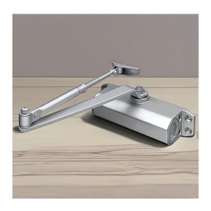 Automatic Heavy Duty Door Closer Hydraulic Commercial Grade Adjustable Silver - Back View